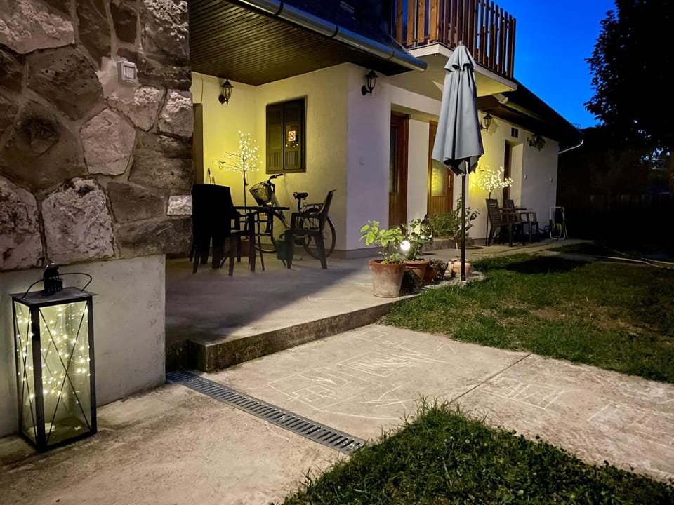 Property building, Night, Garden