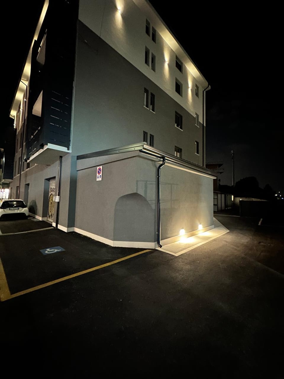 Property building, Night, Parking
