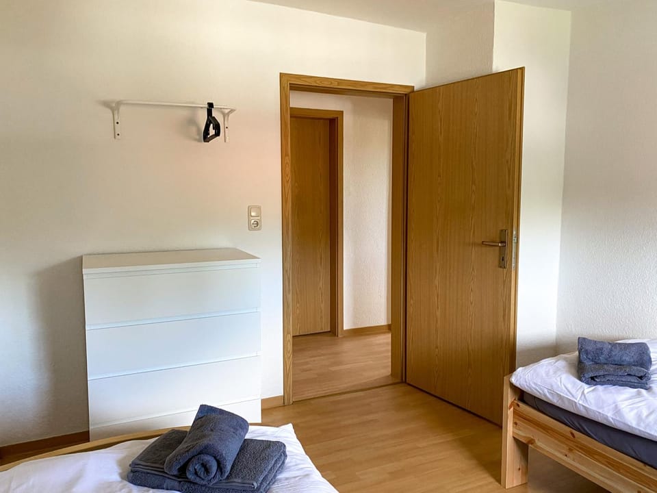 Bed, Bedroom, towels, wardrobe