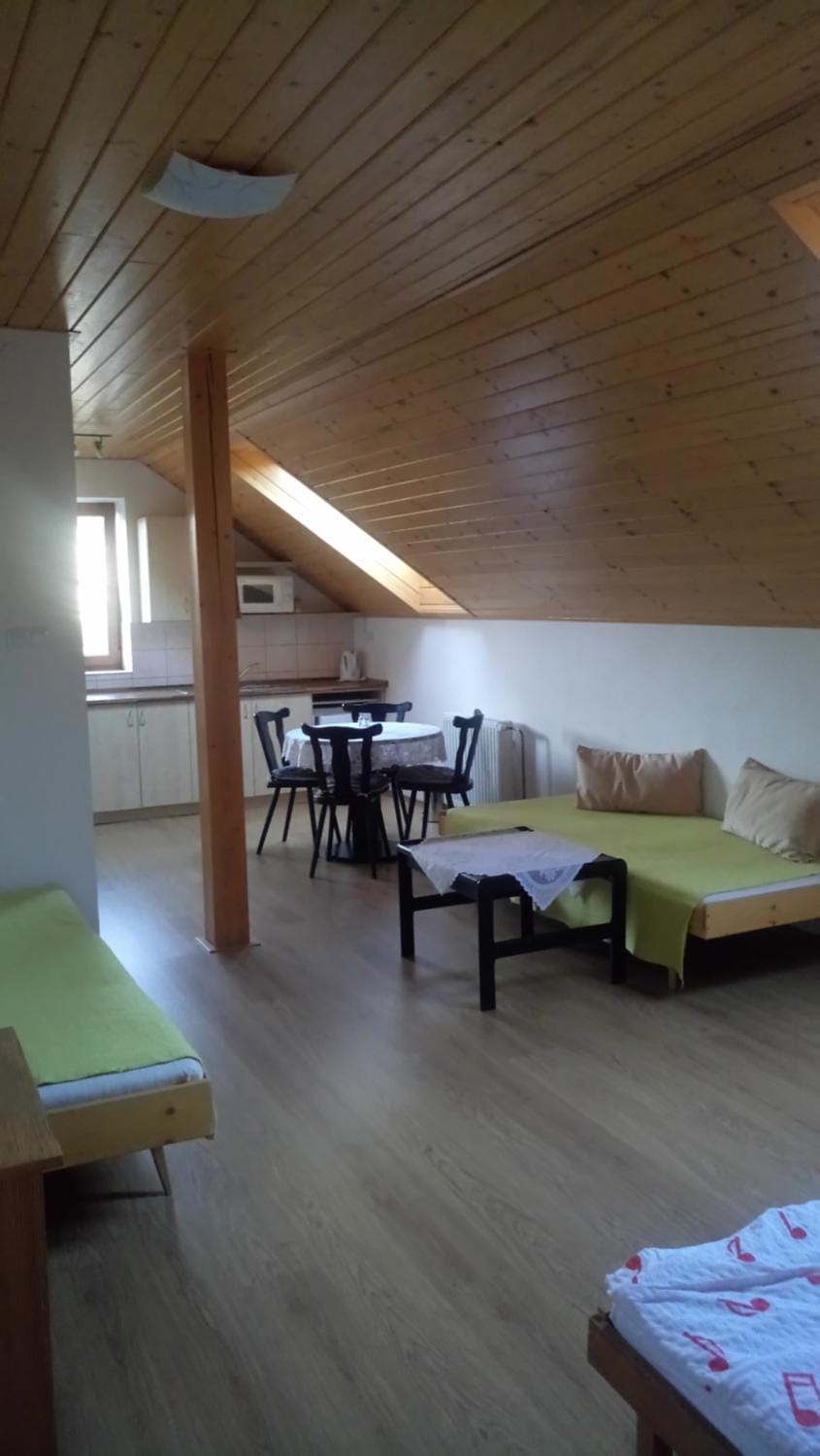 Kitchen or kitchenette, Living room, Seating area