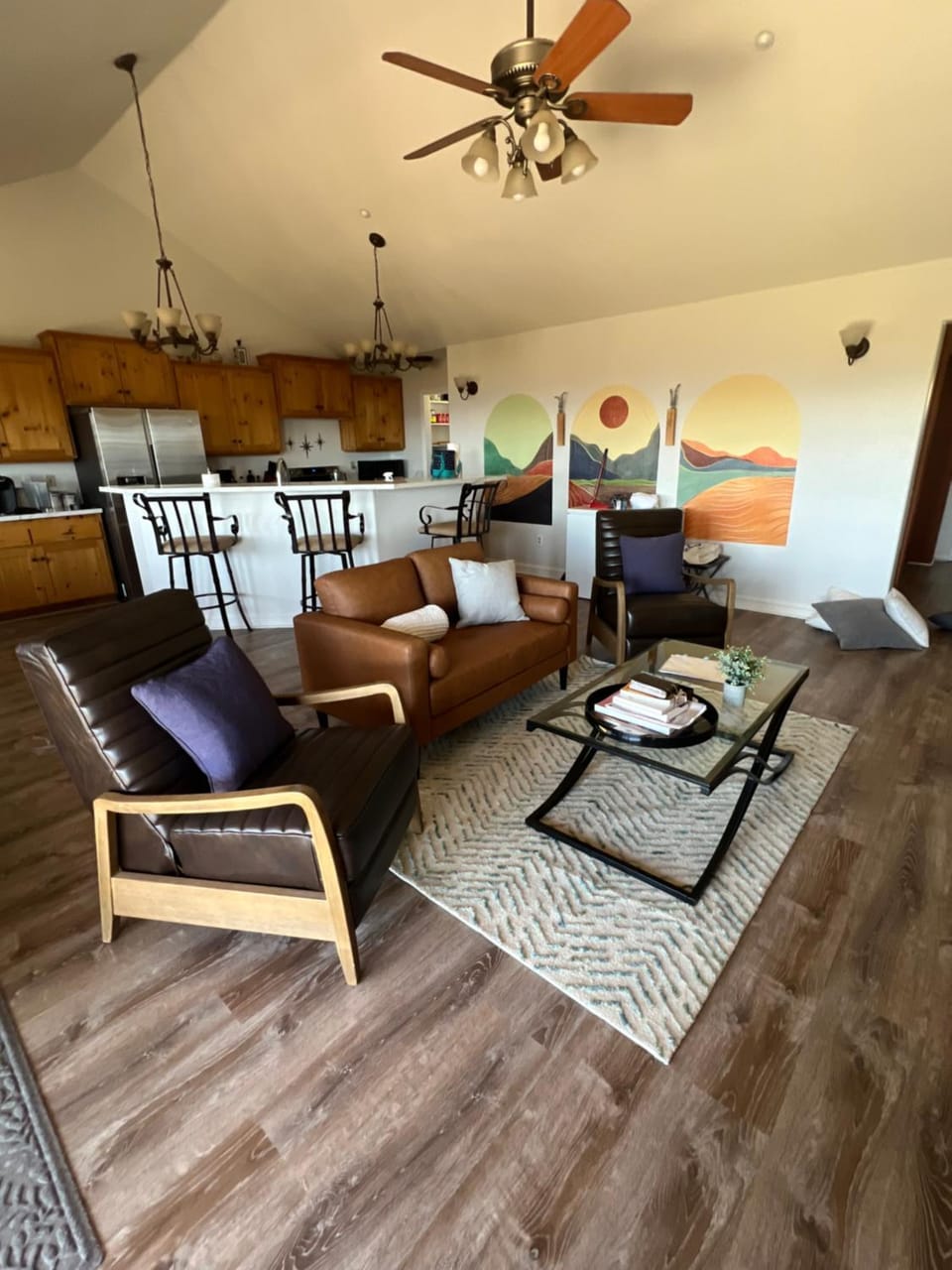 Living room, Dining area, fireplace