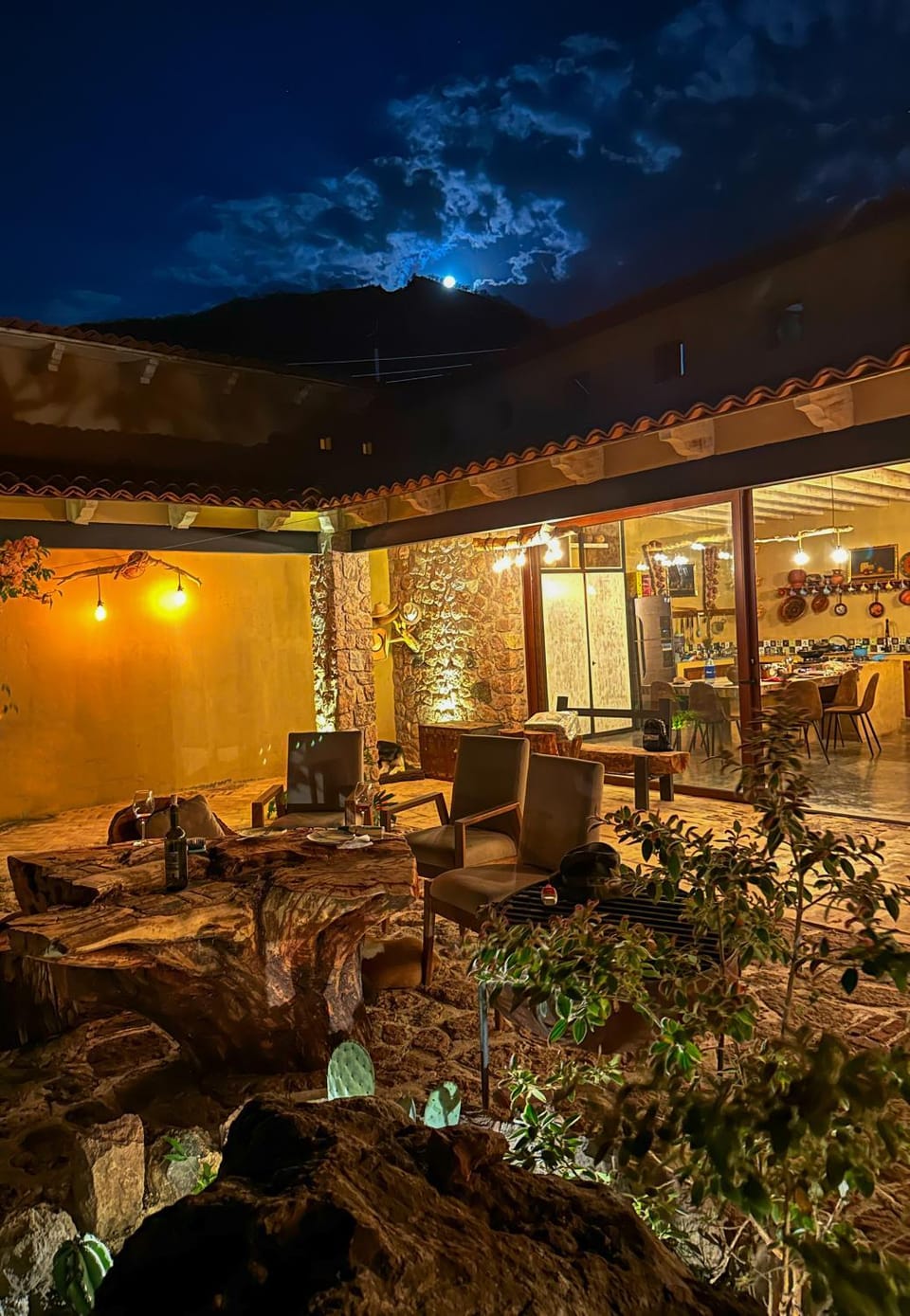 Patio, Night, Balcony/Terrace, Garden view, kitchen