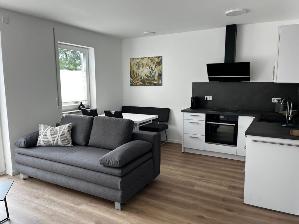 Kitchen or kitchenette, Living room, Seating area