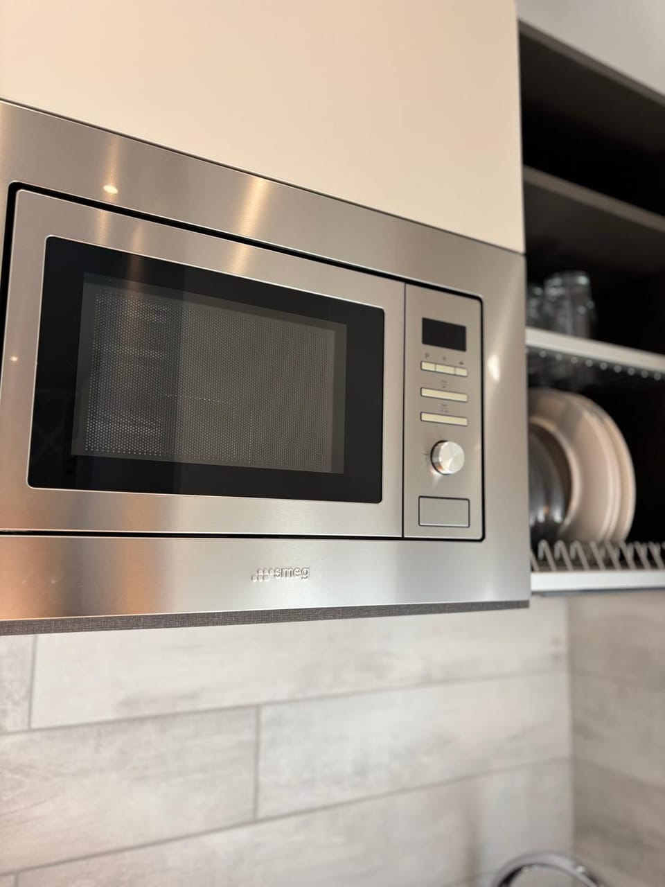 Kitchen or kitchenette, microwave