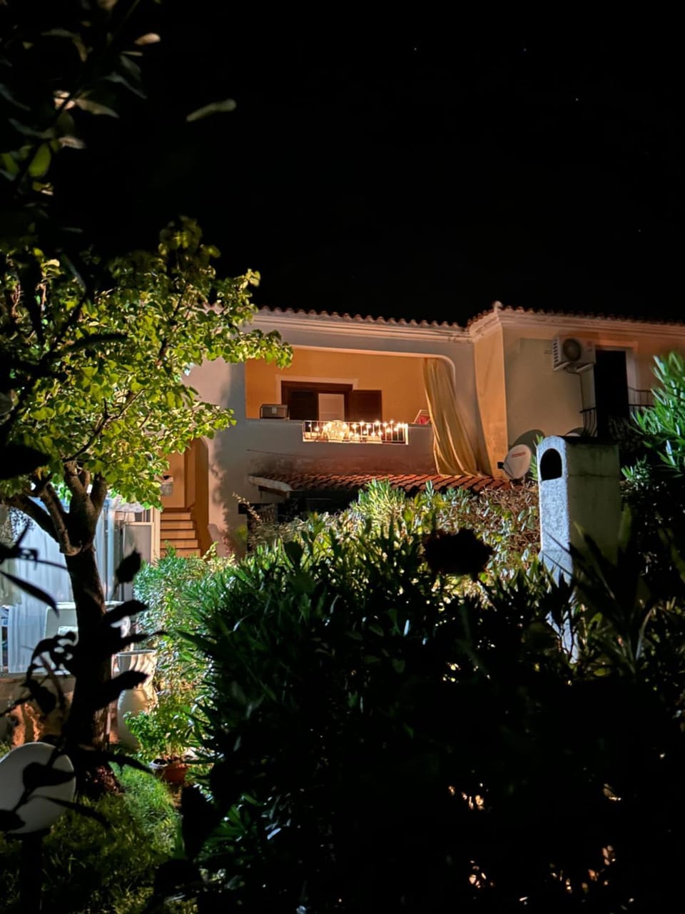 Property building, Night, Balcony/Terrace, Garden view