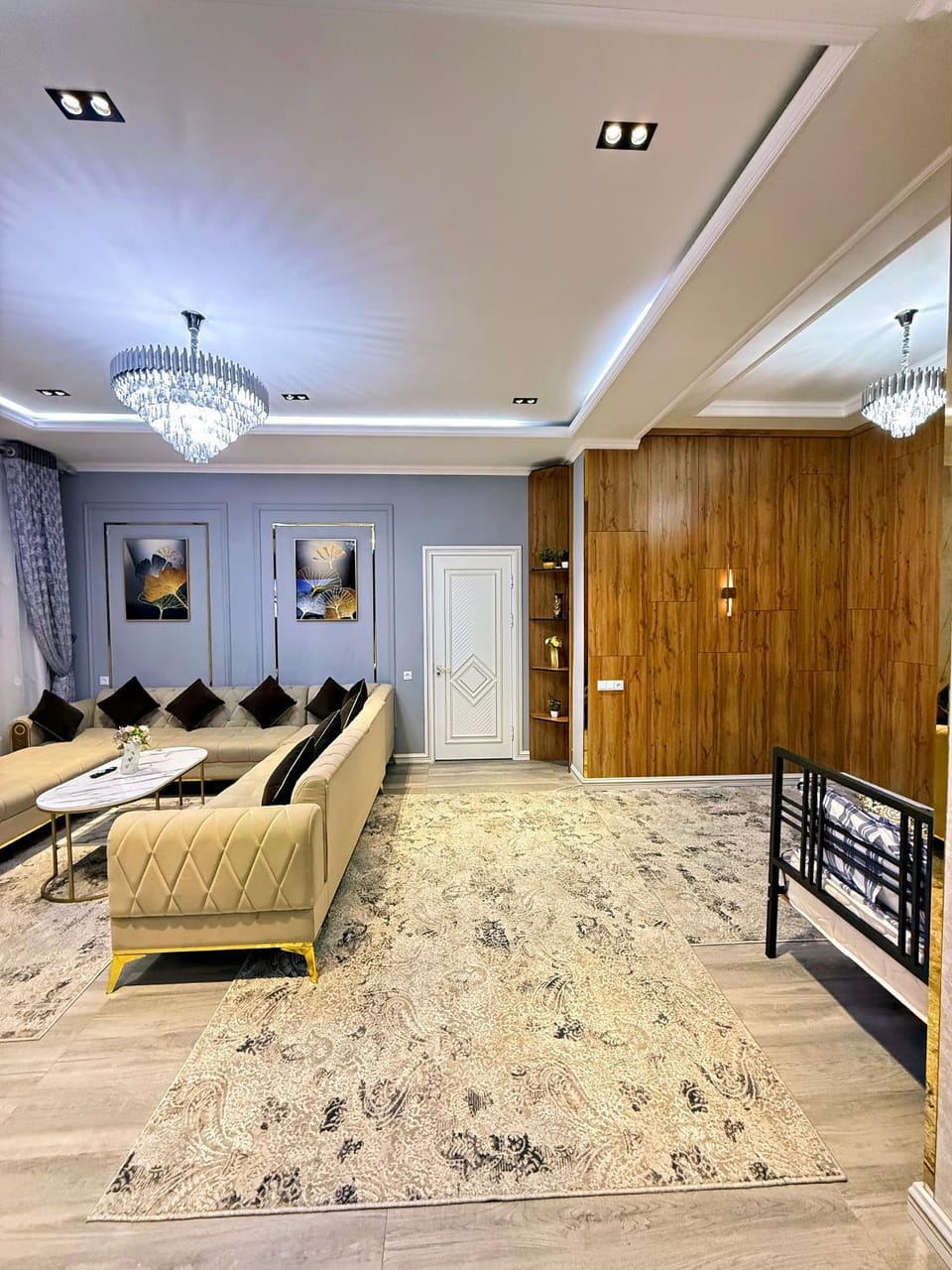 Bed, Living room, Seating area