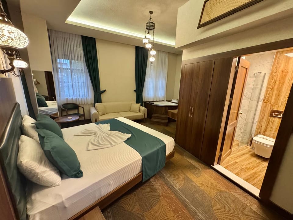 Bed, Bathroom, Seating area, Bedroom