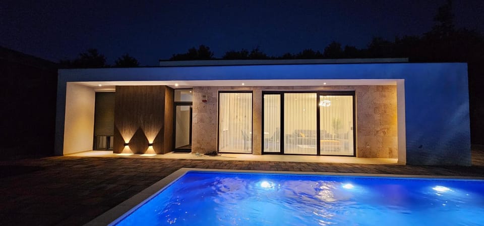 Property building, Night, Pool view, Swimming pool