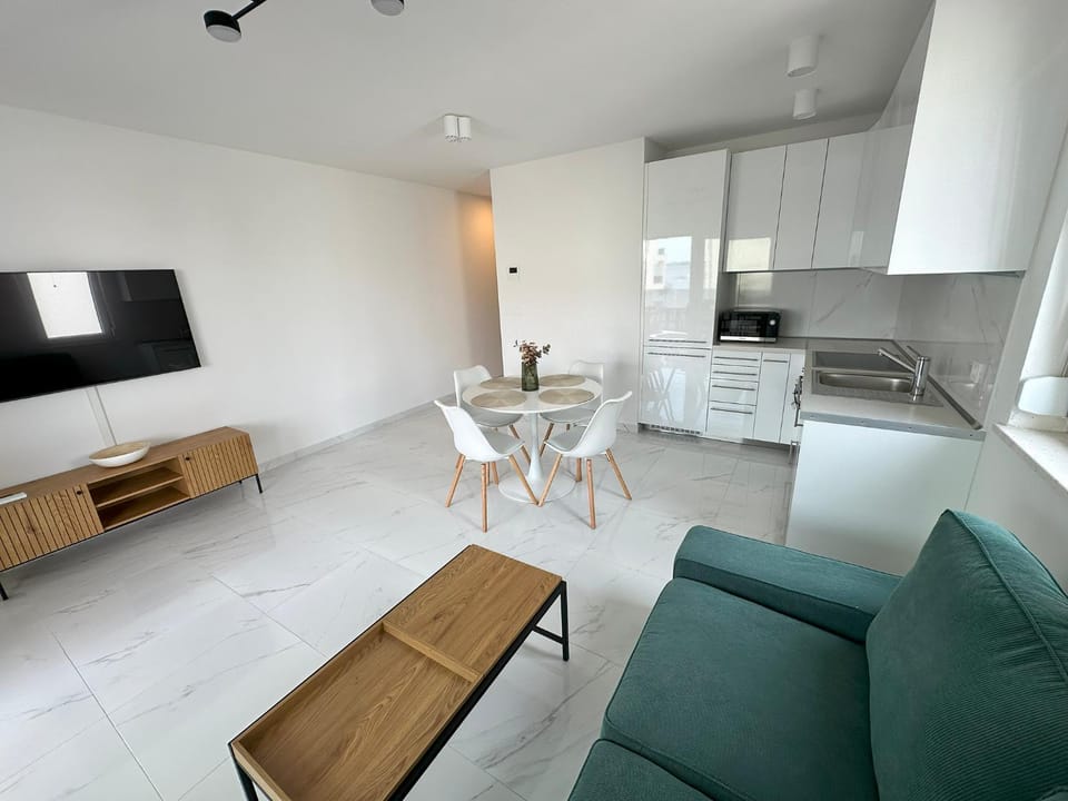 Kitchen or kitchenette, Living room, Seating area, Dining area, stove