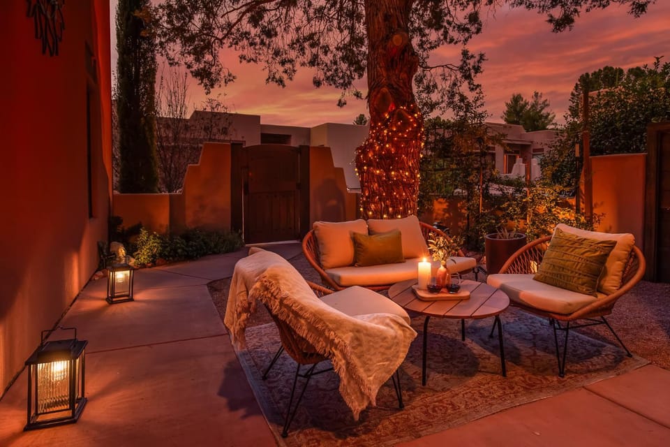 Patio, Seating area, Sunset
