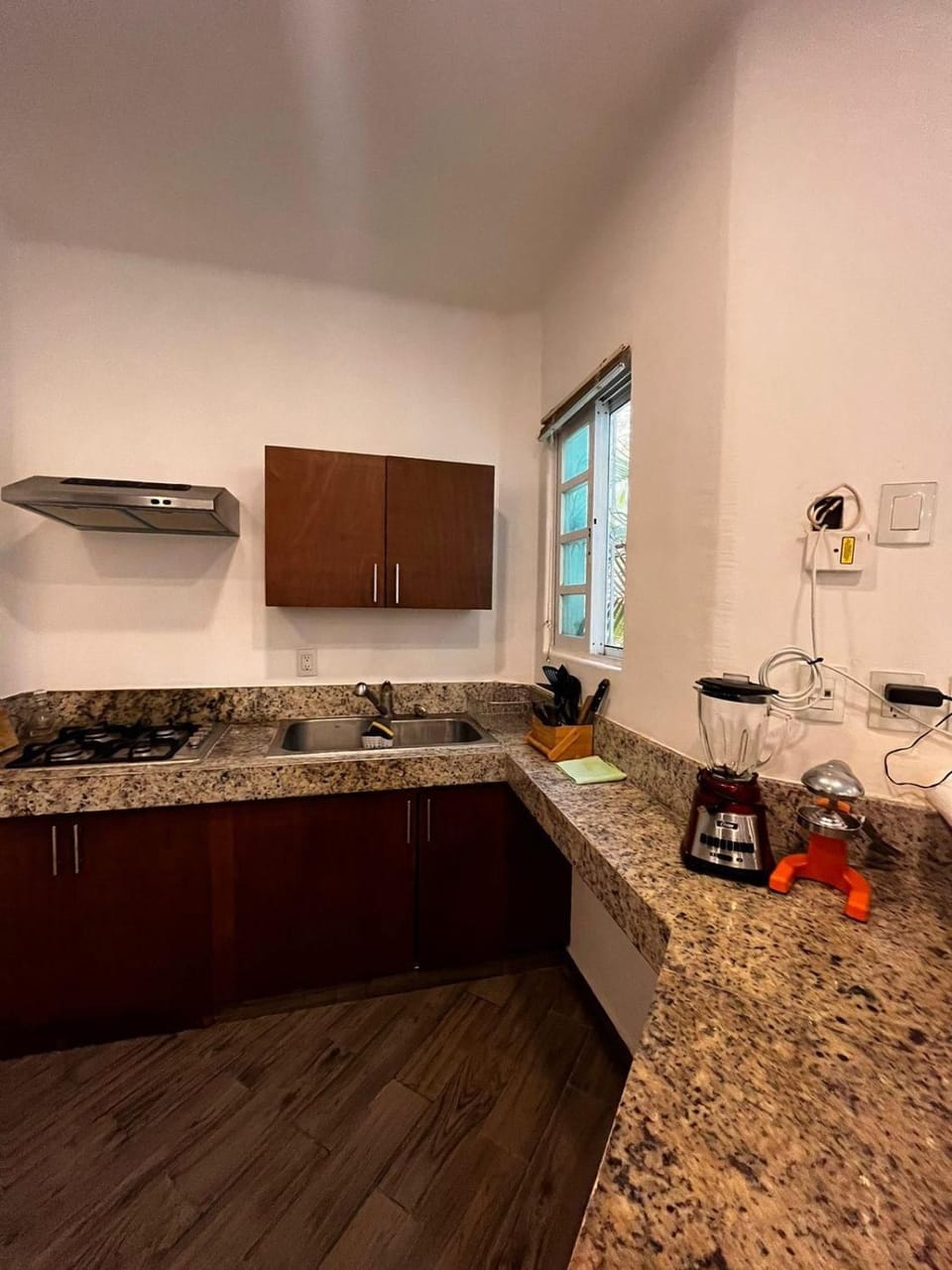 Kitchen or kitchenette, stove
