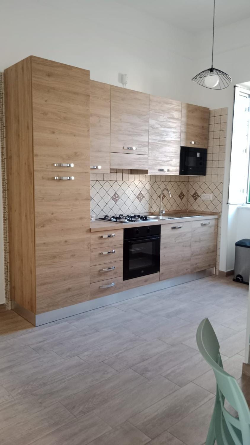 Kitchen or kitchenette, stove