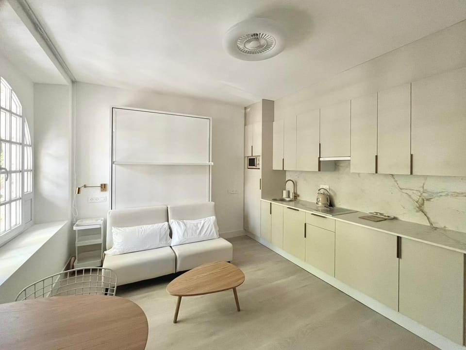 Bed, Kitchen or kitchenette, Living room