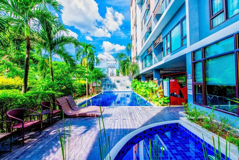 Property building, Patio, Place of worship, Pool view, Area and facilities, Swimming pool