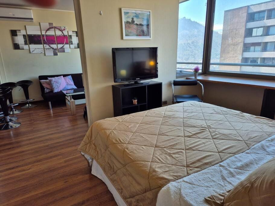 Bed, TV and multimedia, Living room, Photo of the whole room, Seating area, Bedroom