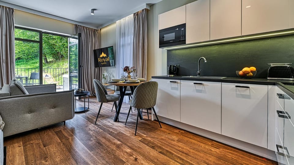 Kitchen or kitchenette, stove