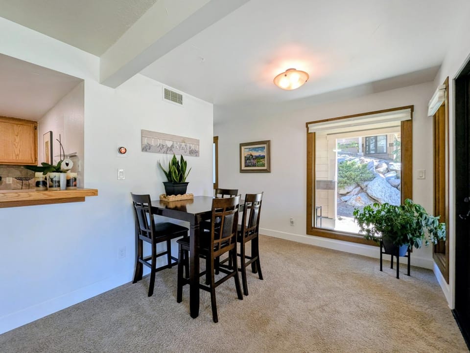 Dining area, furniture, air conditioner