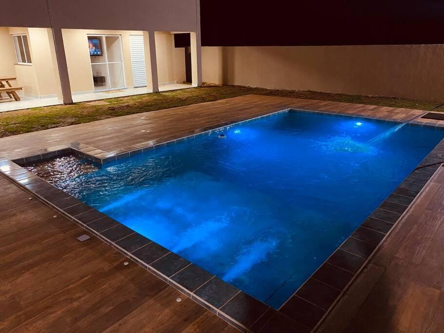 Night, Pool view, Swimming pool, Swimming pool