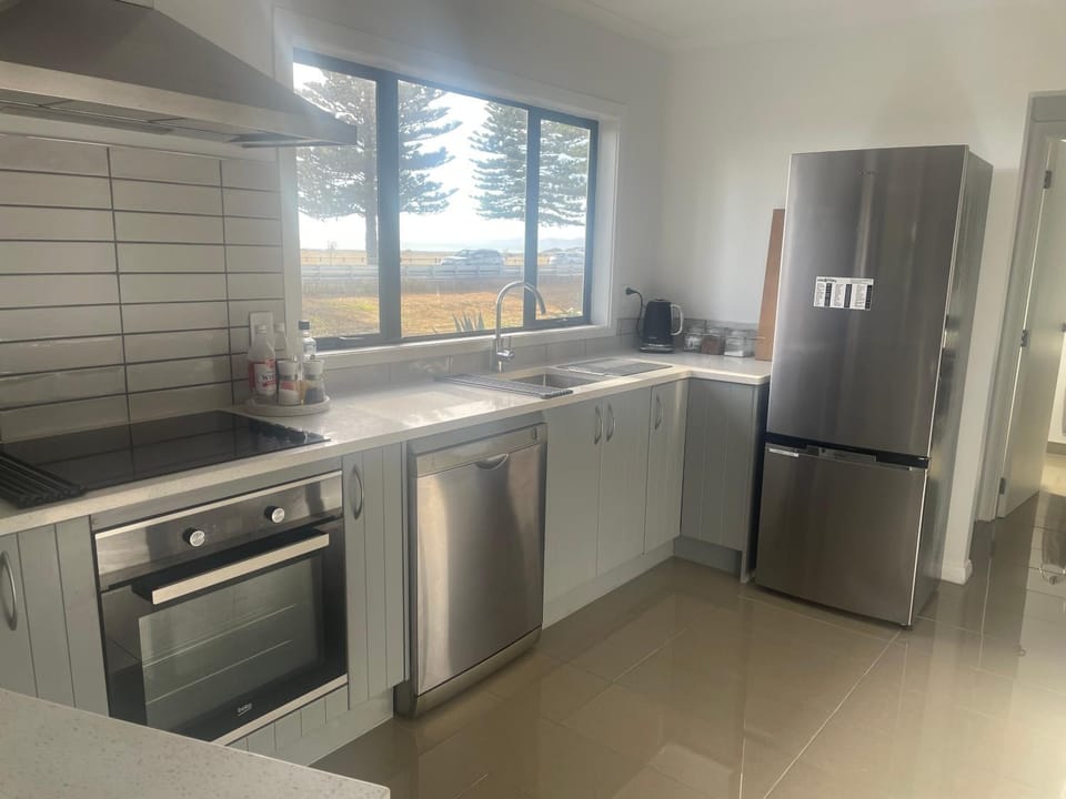 Kitchen or kitchenette, dishwasher, oven, stove