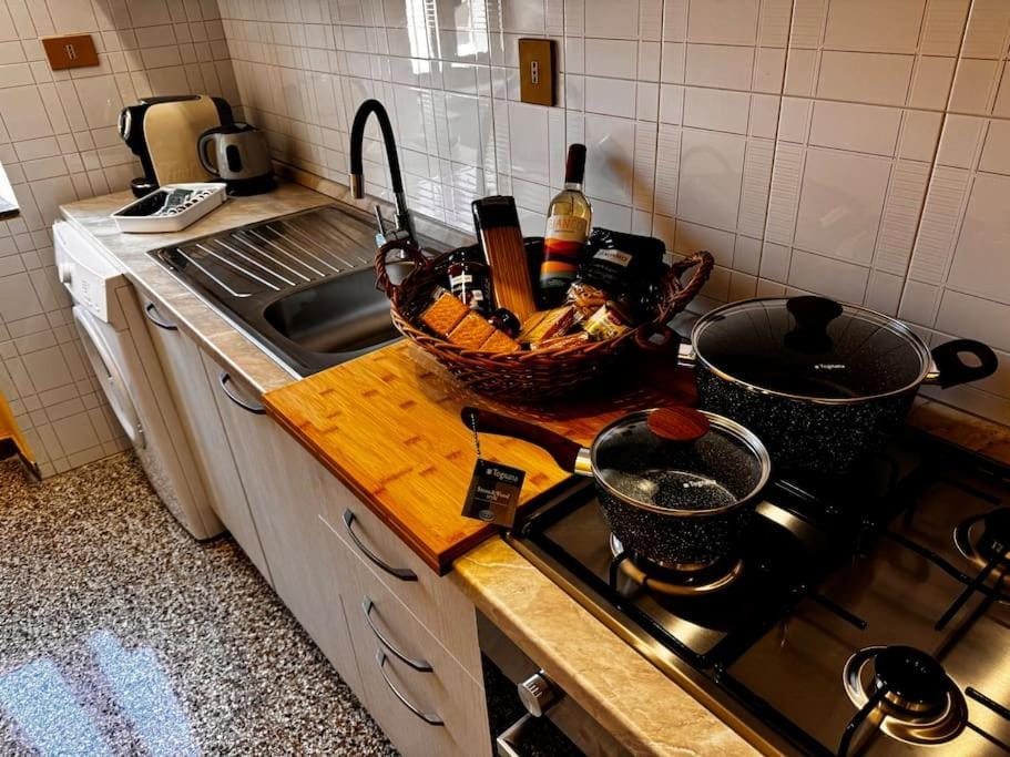 Kitchen or kitchenette, stove, toaster