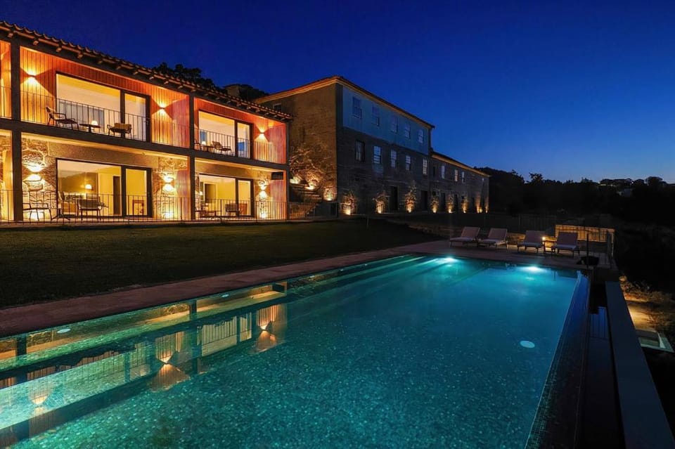 Property building, Night, Swimming pool