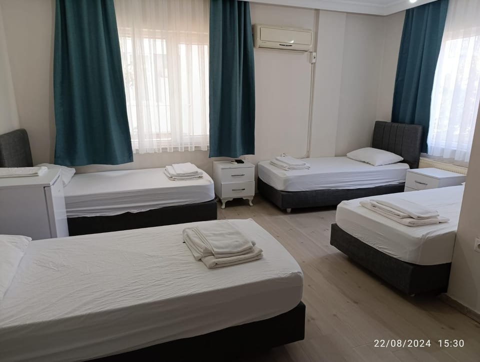 Bed, Photo of the whole room, Bedroom, towels, air conditioner