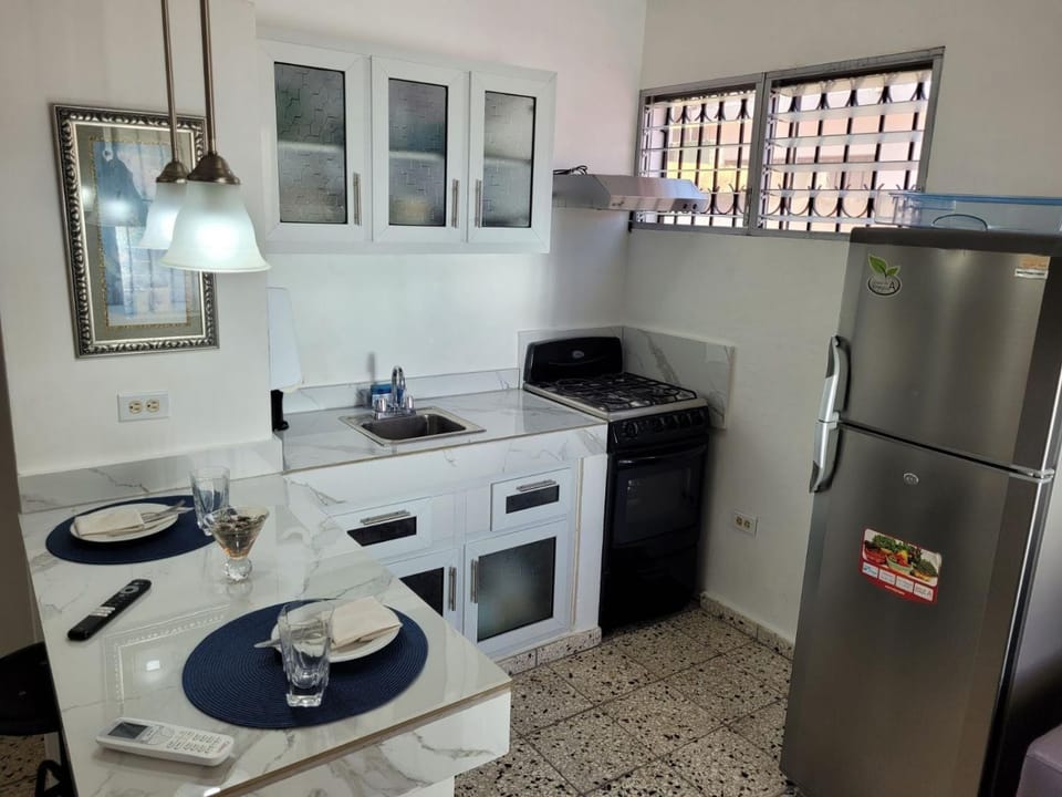 Kitchen or kitchenette, oven, stove, toaster