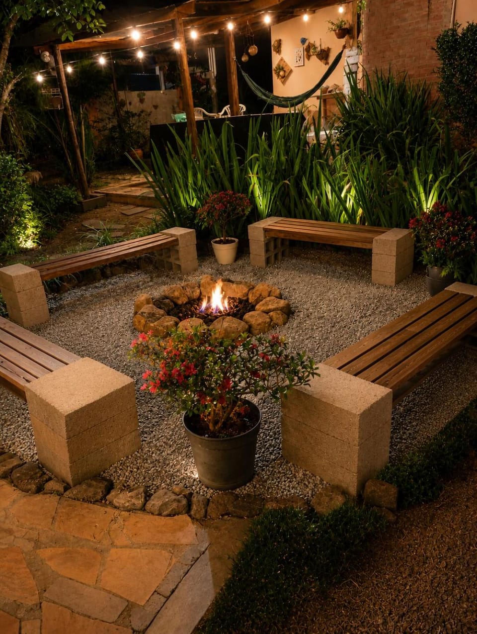 Night, fireplace