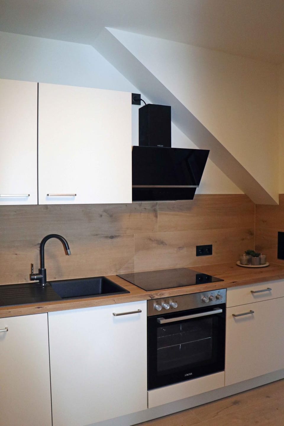 Kitchen or kitchenette, dishwasher, stove