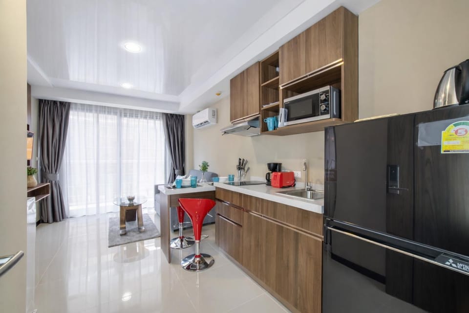 Kitchen or kitchenette, stove, toaster