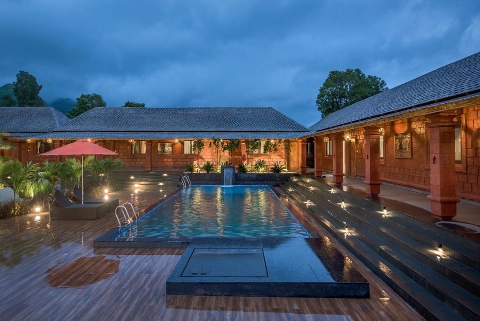 Property building, Pool view, Swimming pool, sunbed