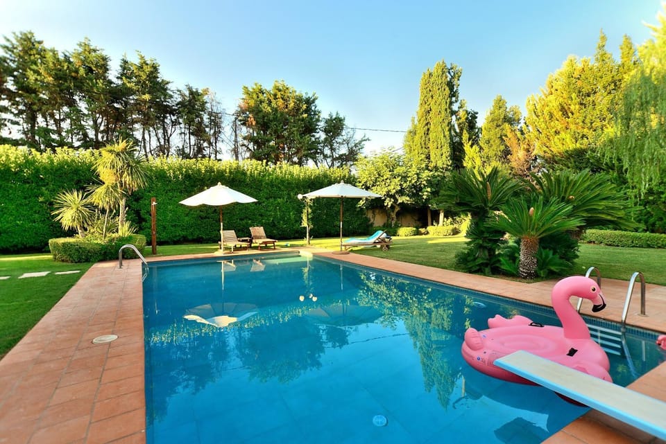 Property building, Living room, Swimming pool