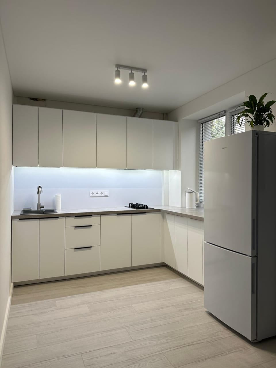 Kitchen or kitchenette, stove