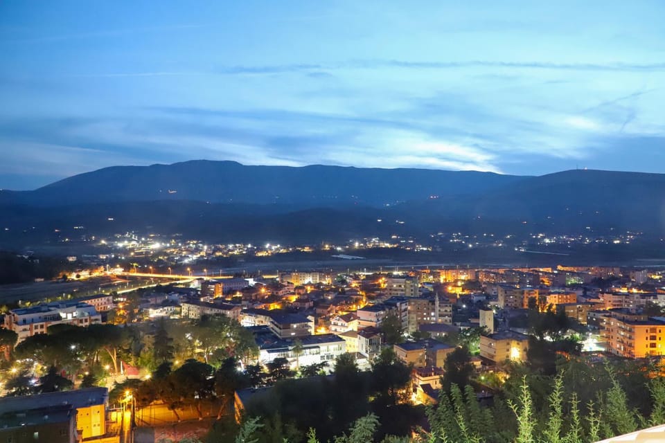 Nearby landmark, Night, Bird's eye view, Mountain view