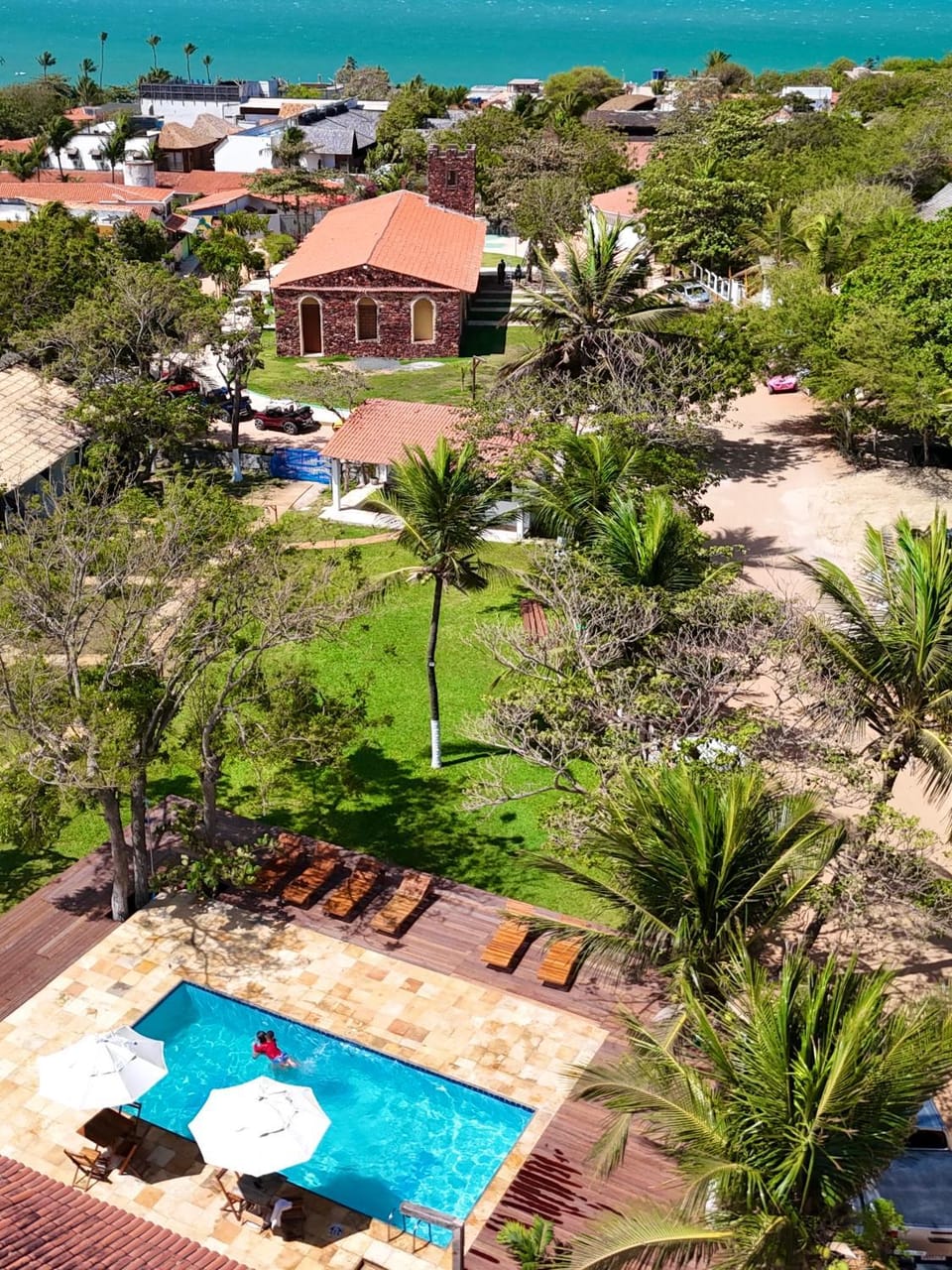 Natural landscape, Bird's eye view, Garden, Garden view, Pool view, Sea view, Swimming pool, sunbed