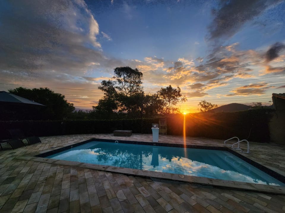 Natural landscape, Swimming pool, Sunset