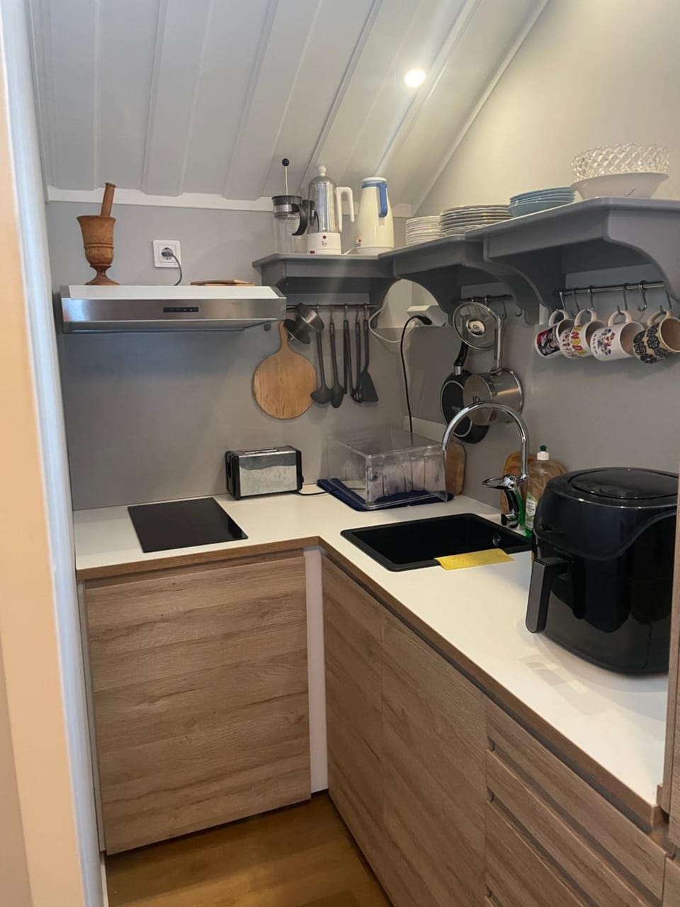 Kitchen or kitchenette, stove, toaster