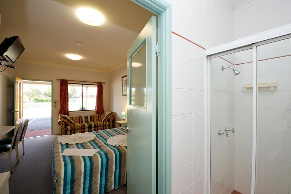 Shower, Bed, Bedroom