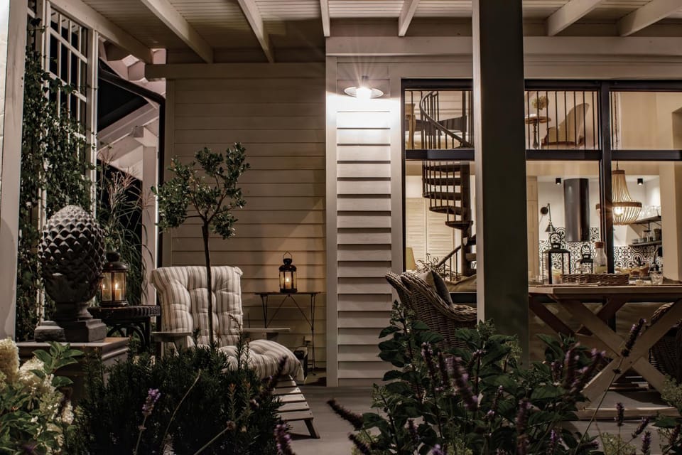 Patio, Night, Living room, Seating area