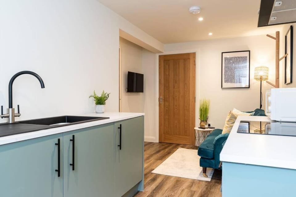 Kitchen or kitchenette, stove