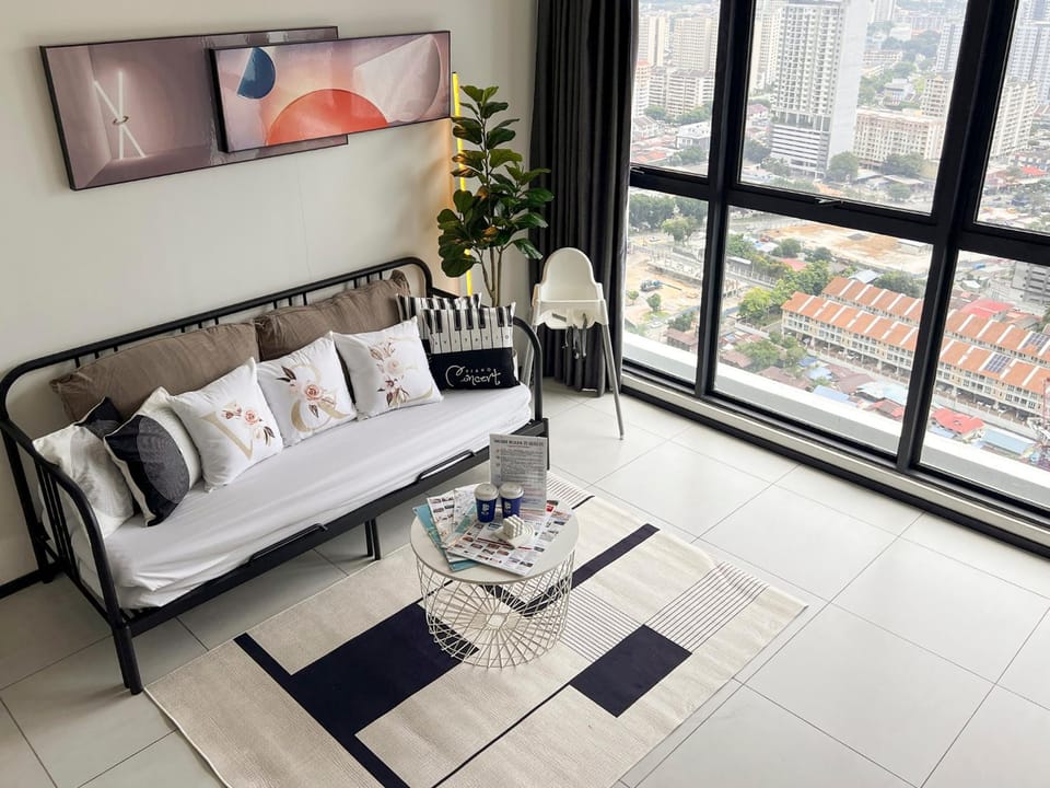 Living room, Seating area, City view