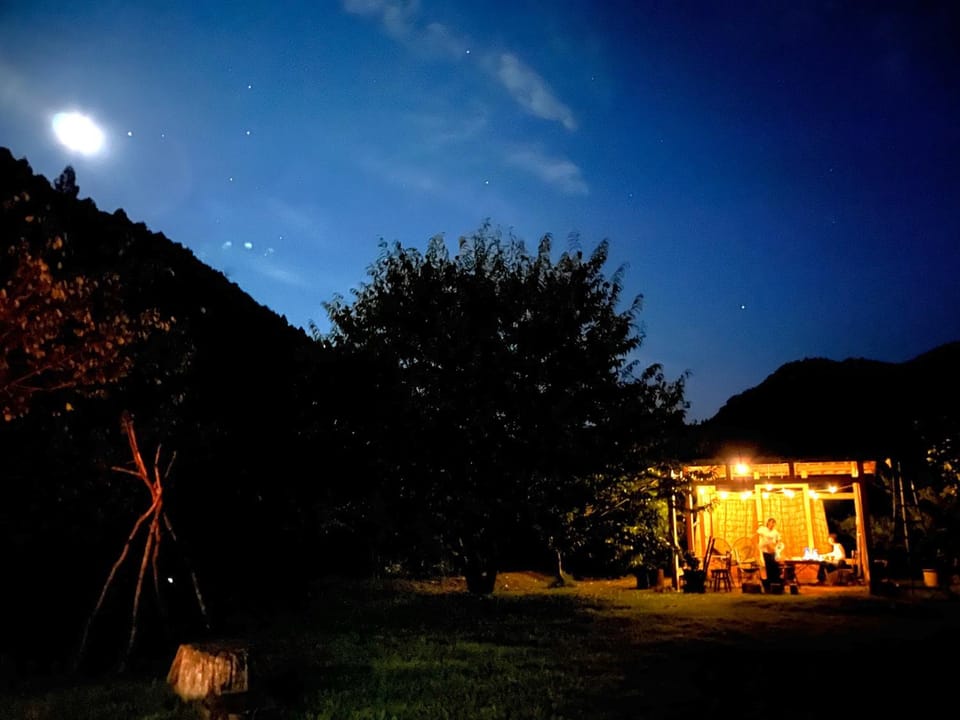 Property building, Night, Natural landscape, Mountain view