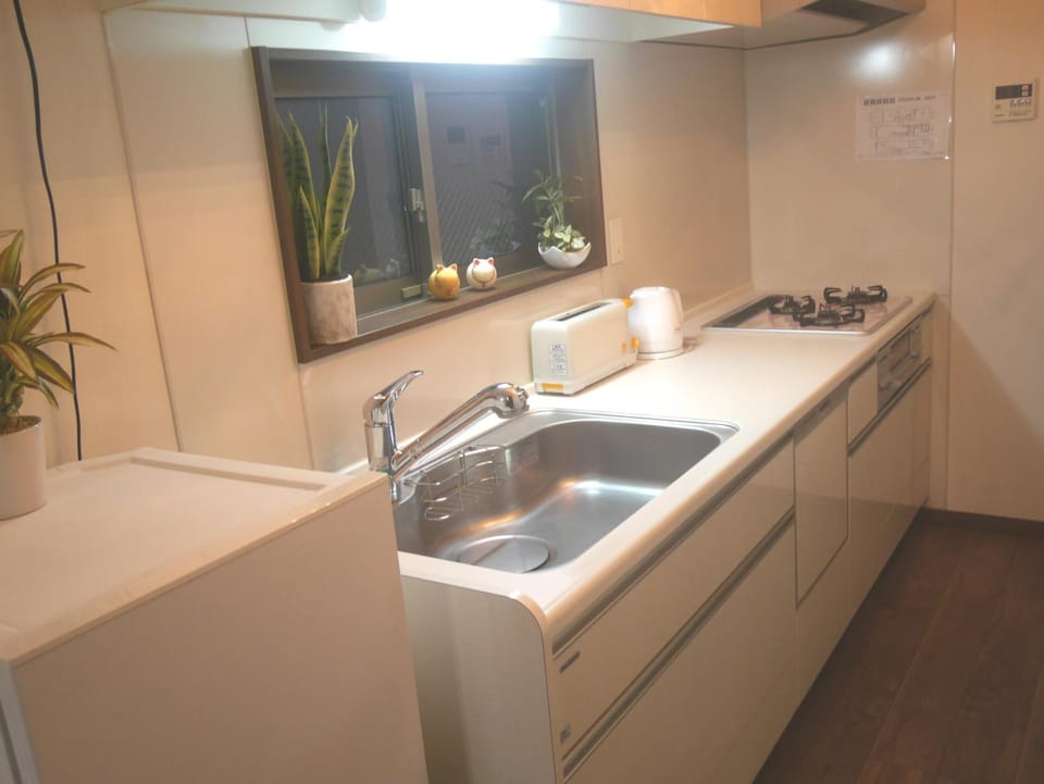 Kitchen or kitchenette, stove
