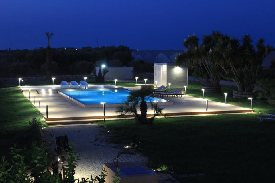 Night, Pool view, Swimming pool