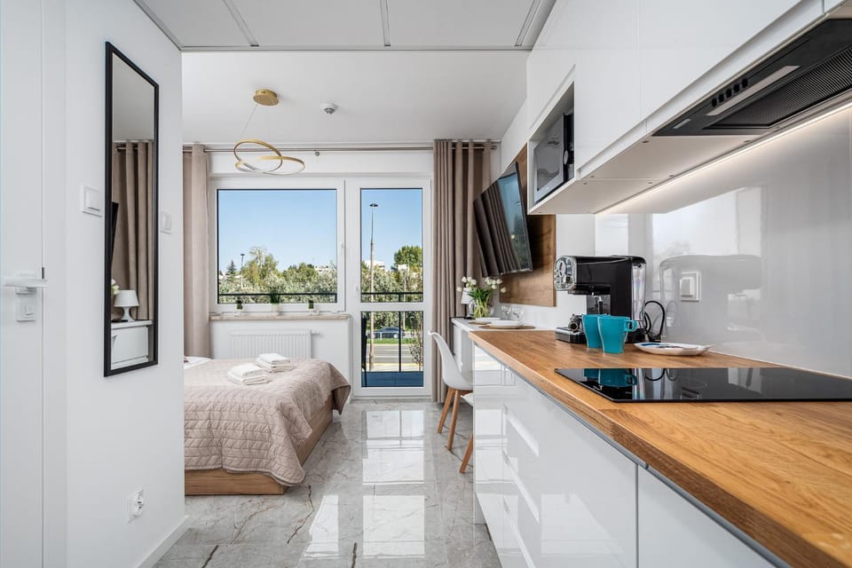 Bed, TV and multimedia, Balcony/Terrace, Kitchen or kitchenette, Photo of the whole room, stove