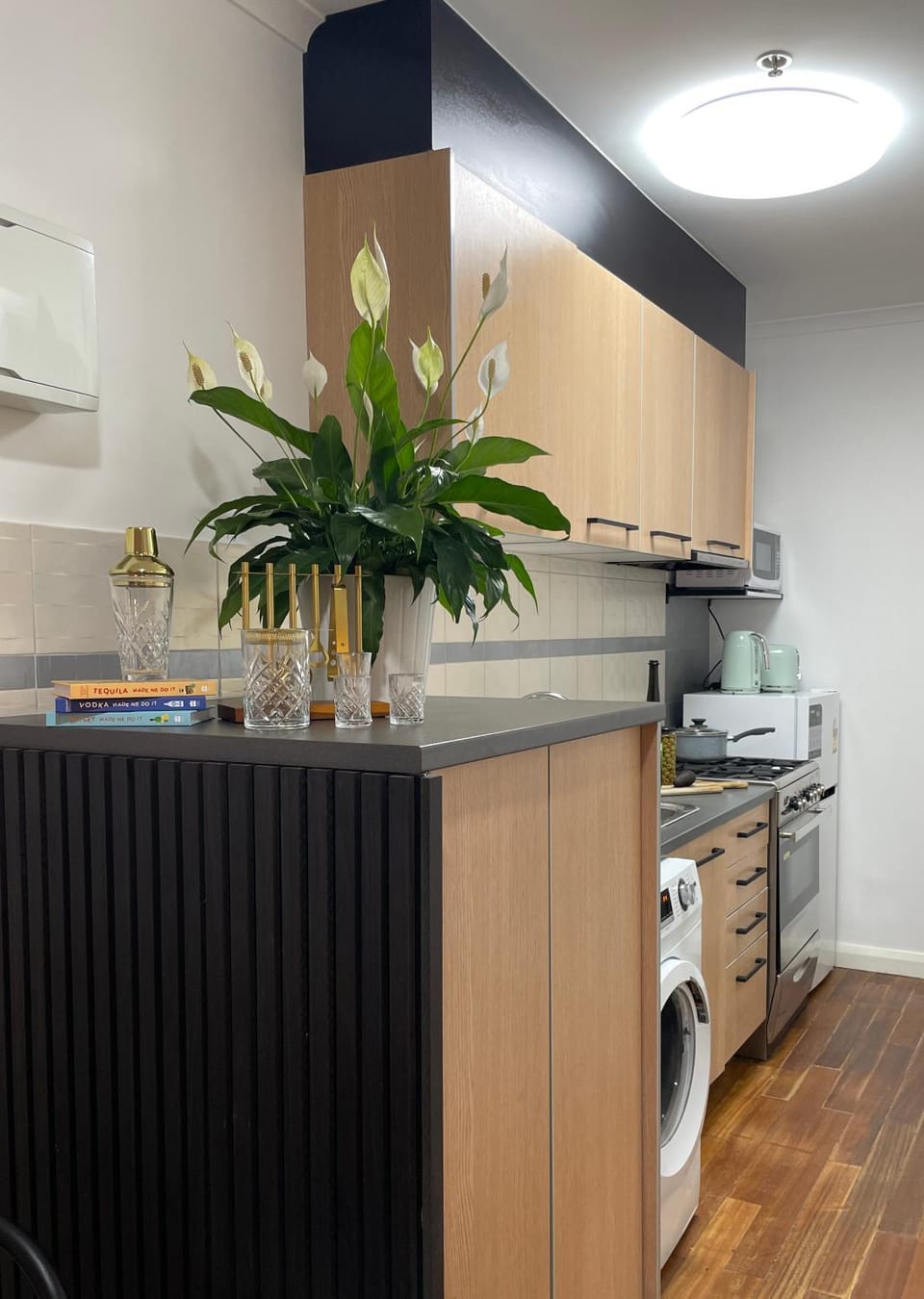Kitchen or kitchenette, minibar, washing machine