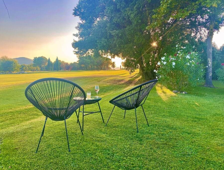Natural landscape, Garden, Garden view, Sunset