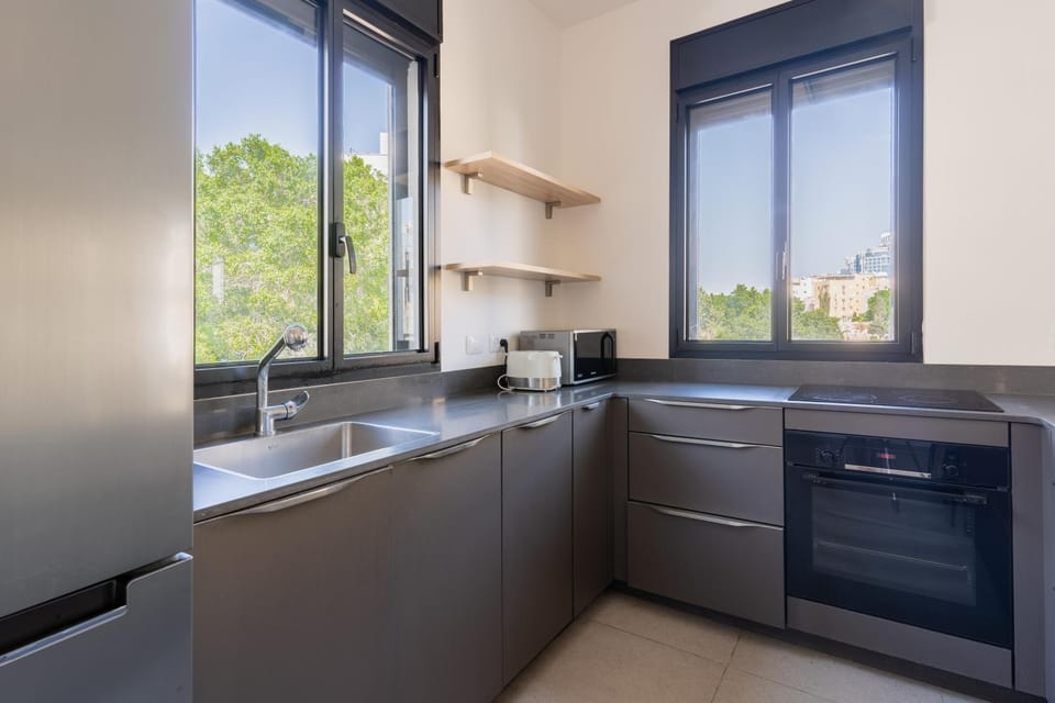 Kitchen or kitchenette, stove