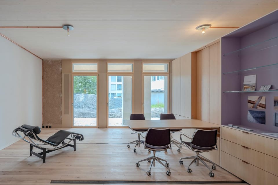 Green studio inside Europes largest hemp building, made by openly Bed and Breakfast in Vorarlberg, Austria