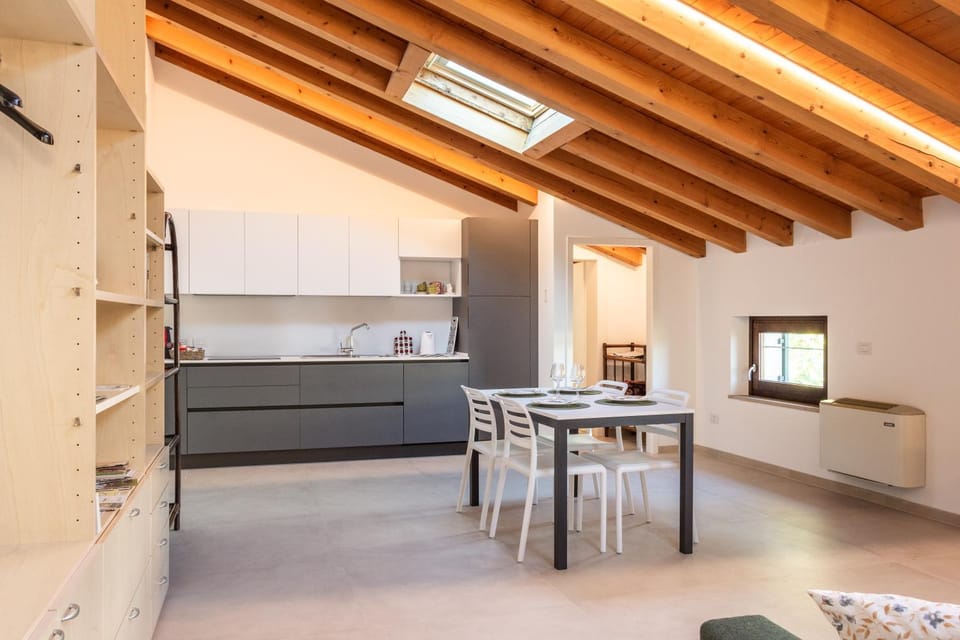 Kitchen or kitchenette, Living room, Dining area, stove